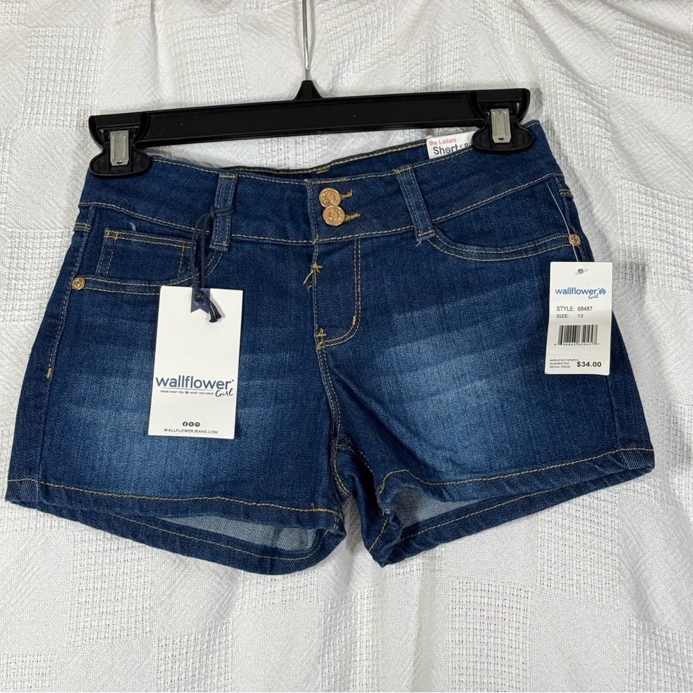 New Wallflower Girls Blue Denim Shorts‎ Size 12 kids